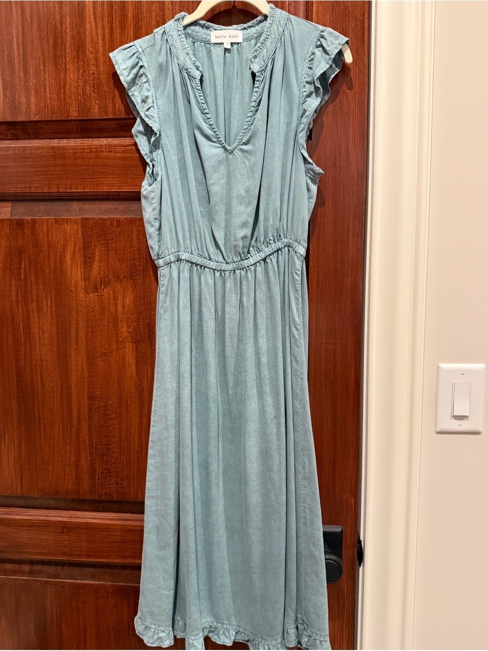 Bella Dahl Teal Ruffle-Trim Midi Dress